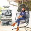 Outsunny Rattan Hanging Egg Chair with Stand, Foldable Wicker Swing Egg Chair with Cushion, Head Pillow, Steel Frame, Hammock Chair for Indoor Outdoor, Capacity 150 kg, Dark Grey