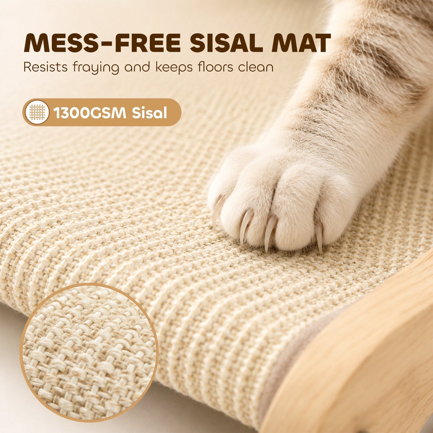 PawHut 2 in 1 Sisal Cat Scratcher Bed Cat Scratching Board and Lounger 60 x 35 x 13 cm Cream White