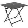 Outsunny Folding Outdoor Dining Table, Square Garden Table Tempered Glass Top with Parasol Hole Garden Patio, 70 x 70 x 70 cm