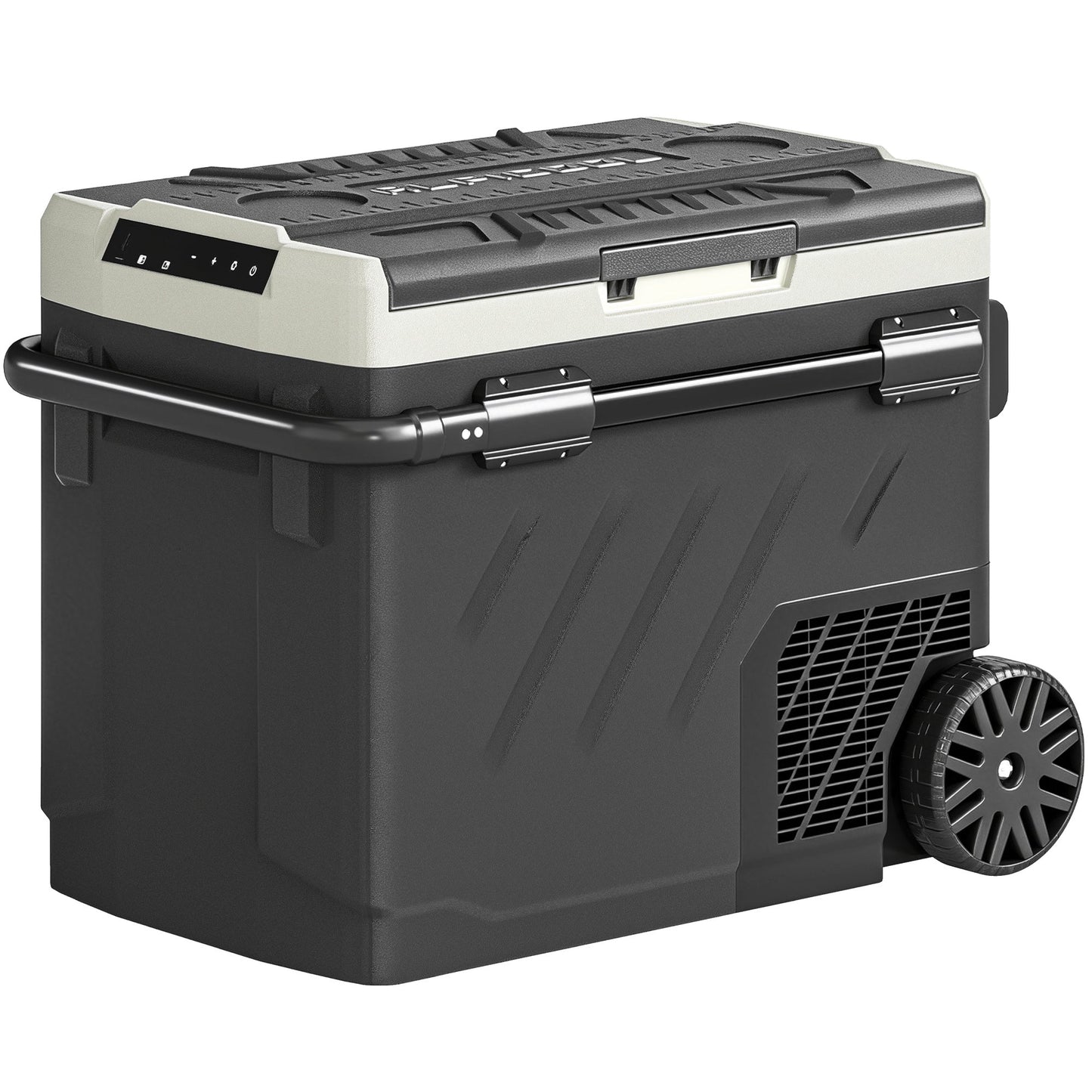 Outsunny 49L Compressor Car Fridge Freezer, Dual Zone Camping Refrigerator with App Control, Telescopic Handle, -20 degrees C-20 degrees C