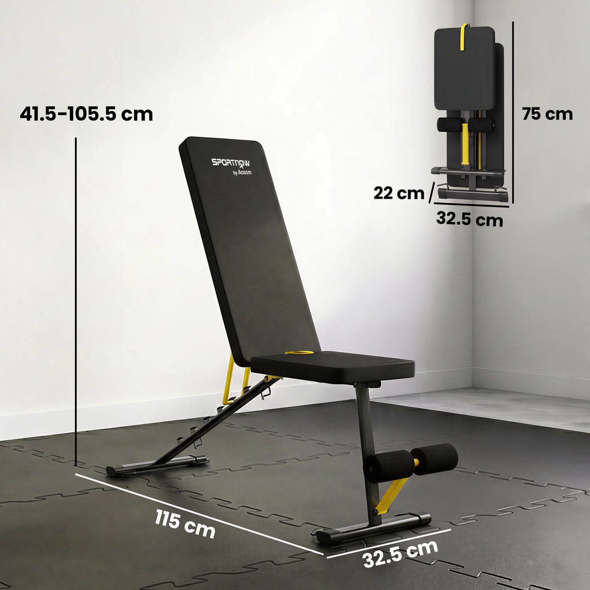 SPORTNOW Adjustable Weight Bench in Yellow