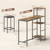 HOMCOM 3 Piece Breakfast Bar Table and Stools Set, Rustic Brown