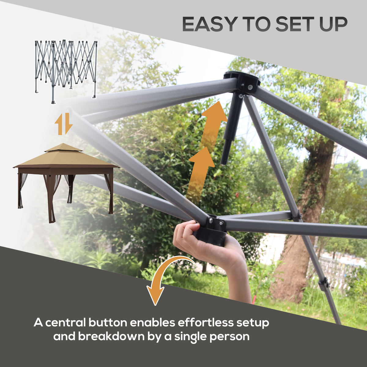 Outsunny Pop Up Gazebo with Mosquito Netting in Khaki