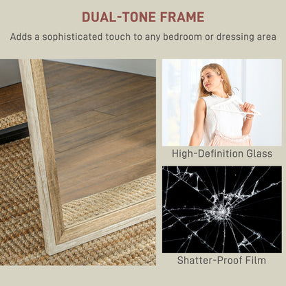 HOMCOM 162.6 cm Two-Tone Full Length Mirror in Oak