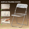HOMCOM Foldable Chairs, Folding Chairs with Transparent Seat and Backrest, Heavy Duty Steel Frame, 47W x 48D x 75H cm, Clear