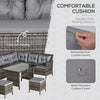 Outsunny 8 Seater Patio wicker Sofa Set ,Outdoor Couch with Table & Cushions, Grey