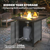 Outsunny Propane Gas Fire Pit Table for Garden, 11.7 KW Smokeless Firepit Outdoor Heater with Wind Guard, Glass Rocks, Lid, Black