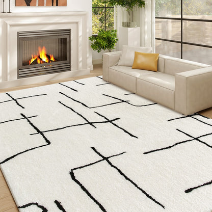 HOMCOM Modern Fluffy Area Rug in Cream