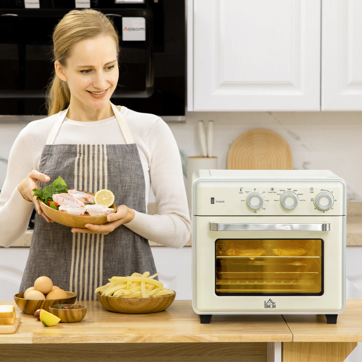 HOMCOM 20L Mini Electric Oven in Cream