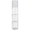 HOMCOM 3-Tier Floor Lamp, Floor Light with Storage Shelf, Reading Standing Lamp with Acrylic Shade for Living Room, Bedroom, Kitchen, Dining Room, Office, Dorm, 160cm, White
