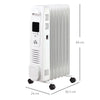 HOMCOM 1500W Digital Oil Filled Radiator, 7 Fin, Portable Electric Heater with LED Display, 24-Hour Timer, 3 Heat Settings, Safety Cut-Off and Remote Control, White