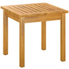 Outsunny Coffee Table Fully Assembled Patio Side Table Slatted Top Solid Acacia Wood for Indoor Outdoor Natural Wood