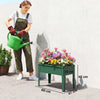 Outsunny Raised Planter, Metal Raised Garden Bed on Legs with Drainage Hole and Foot Covers, Green