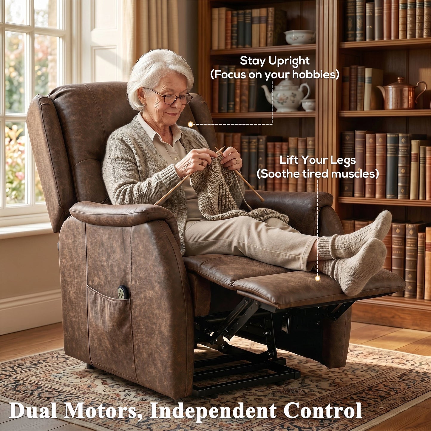 HOMCOM Power Lift Recliner Chair, Dual Motor Electric Lift Chair for Elderly with Remote Control, Brown