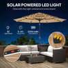 Outsunny 2.8 m Garden Parasol Umbrella with LED Solar Light, Parasol Cover, 3 Tier Outdoor Table Market Patio Umbrella, Khaki