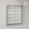 HOMCOM Six Shelf Display Cabinet, with Glass Doors - Graphite Wood Effect