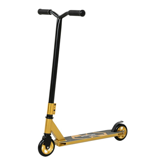 SPORTNOW Stunt Scooter, Pro Scooter for Adult Teens with 360° Handlebar, 110 mm PU Wheels, Aluminium Deck, ABEC-7, Gold Tone