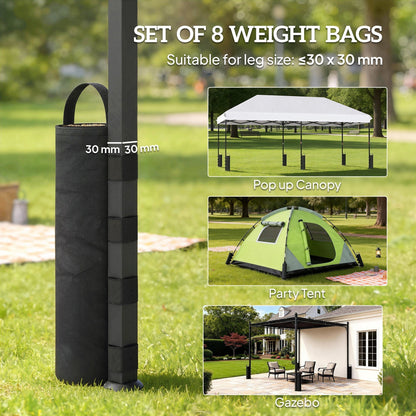 Outsunny 8 Pack Gazebo Sand Weights Bags, 40 kg 600D Heavy Duty Sand Bags Sandbags for Canopy Tent Legs, Without Sand, Black