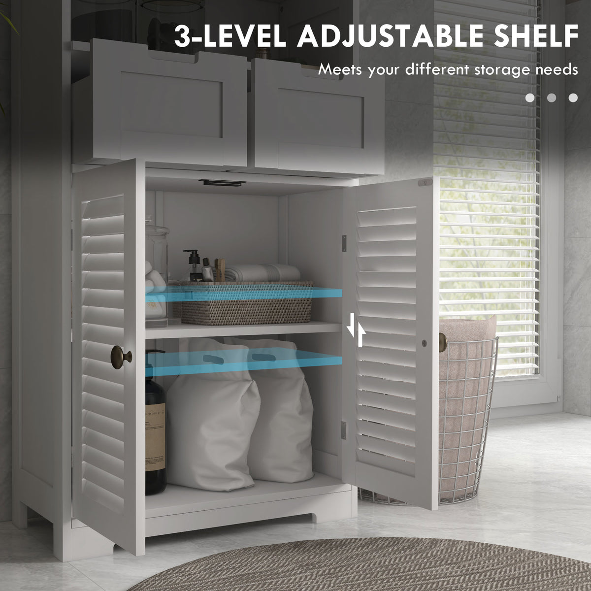 kleankin Three-Part Bathroom Storage Unit in White