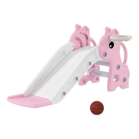 AIYAPLAY 3 in 1 Kids Slide with Climber in Pink