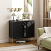HOMCOM Sideboard Buffet Cabinet, Coffee Bar Cabinet with Fluted Doors and Adjustable Shelf, Black