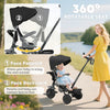 AIYAPLAY 6 in 1 Foldable Kids Trike with Adjustable Parent Handle & Canopy for Ages 1-5, Black
