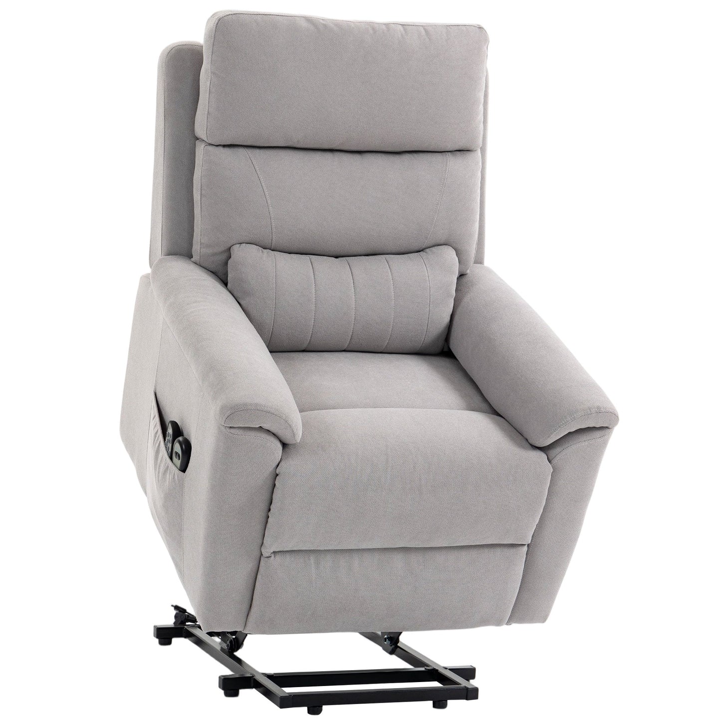 HOMCOM Power lift recliner chair with Massage and Heat, Terry Cloth Electric Lift Chair with Spring Cushion, Light Grey