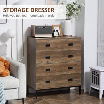 HOMCOM Chest of Drawers, Bedside Table Set with Drawers, Coffee