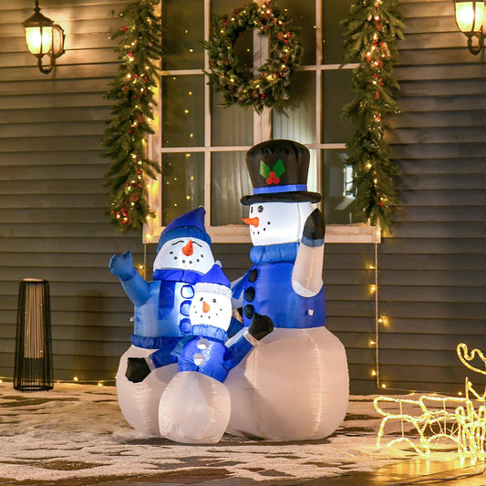 Inflatable Christmas Snowmen Family Xmas LED Outdoor Indoor Holiday Decorations in Blue and White