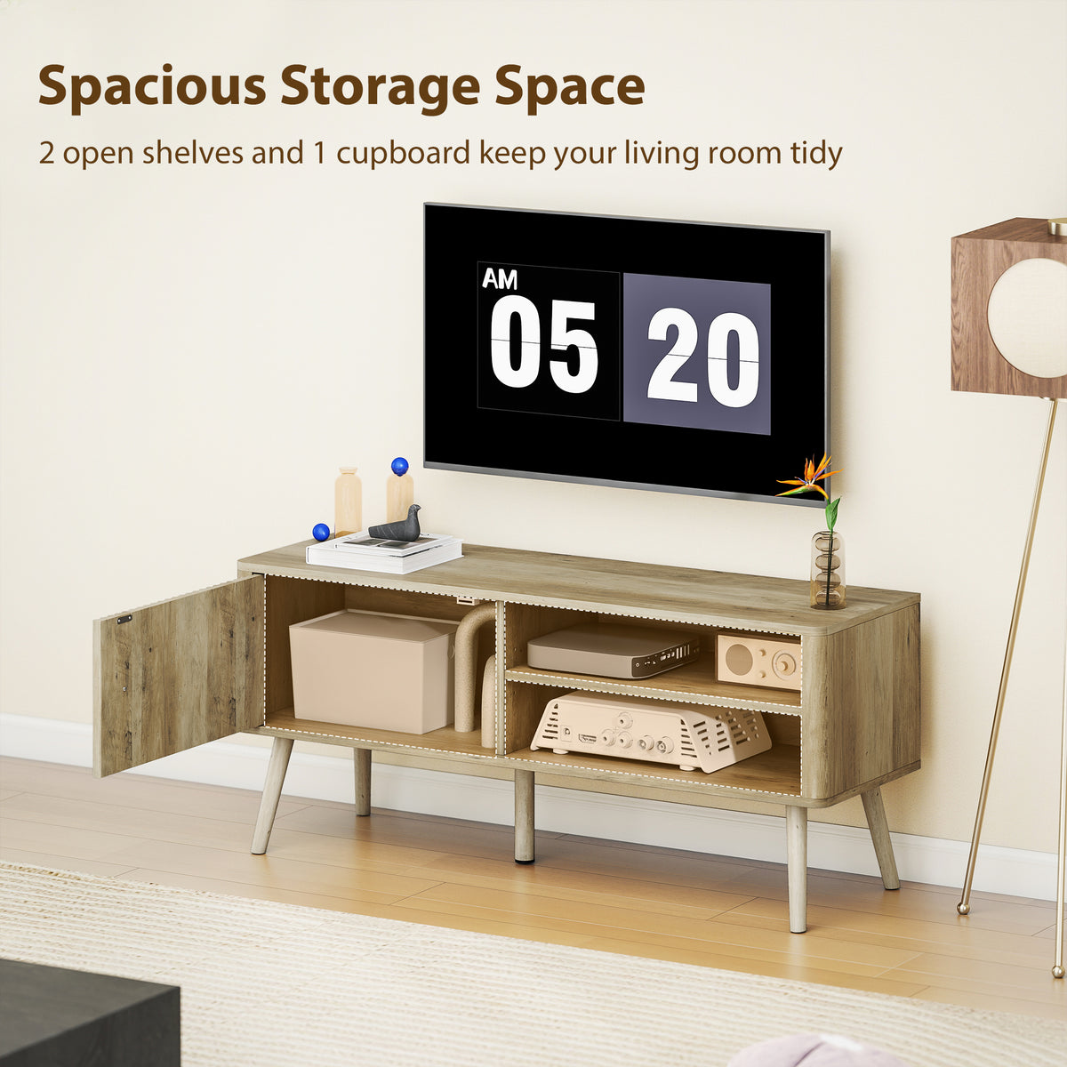 HOMCOM TV Stand Cabinet for TVs up to 55" in Oak