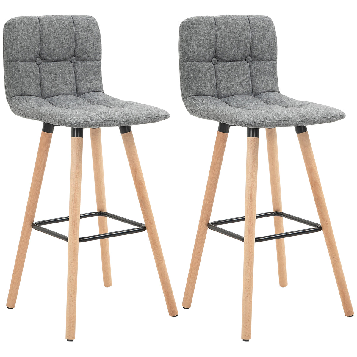 HOMCOM Breakfast Bar Stool Set in Grey