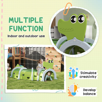 AIYAPLAY Crocodile Design Kids Play Tunnel in Green