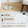 HOMCOM Floor Lamp with Remote, Height Adjustable Standing Lamp with Linen Shade, Dimmable with 3000K-6000K Adjustable Colour Temperatures, Foot Switch for Living Room Bedroom Office, Silver Tone