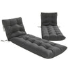Outsunny Sun Lounger Cushions Only, Garden Lounge Chair Cushions Set of 2, Sunbed Replacement Pads with 4 Ties, Dark Grey