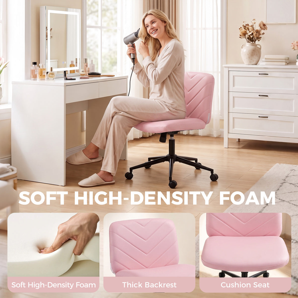 HOMCOM Home Office Desk Chair in Pink