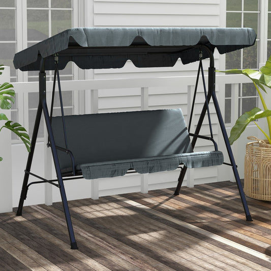 Outsunny 3 Seater Garden Swing Chair in Grey