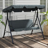 Outsunny 3 Seater Garden Swing Chair, Outdoor Swing Chair with Adjustable Canopy, Mental Frame & Cushions, Grey