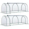 Outsunny Set of 2 Tunnel Greenhouse, Green Grow House with Roll-up Door, Steel Frame, Plastic Cover for Garden, Outdoor, 250 x 100 x 80cm, Clear