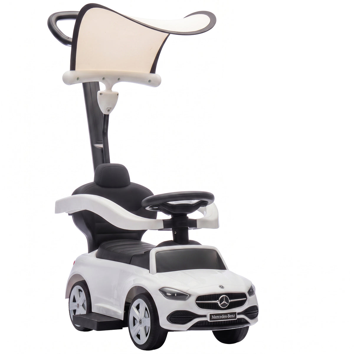 AIYAPLAY 4 in 1 Licensed Benz Ride on Push Car in White
