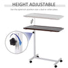 HOMCOM Height Adjustable Over Bed Table with Wheels, C Shaped Laptop Desk, Portable Hospital Bed Table for Living Room, Bedroom, Brown