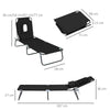 Outsunny Outdoor Folding Sun Lounger with Face Hole, 4 Level Adjustable Backrest Reclining Garden Lounger, Garden Recliner Sunbed with 600 D Oxford Cloth Seat and Pillow for Beach, Black