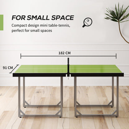 HOMCOM 6ft Table Tennis Table, Ping Pong Table with Net, Foldable and Portable Ping Pong Set for Indoor Outdoor Use, Easy Assemble, Midsize, Green