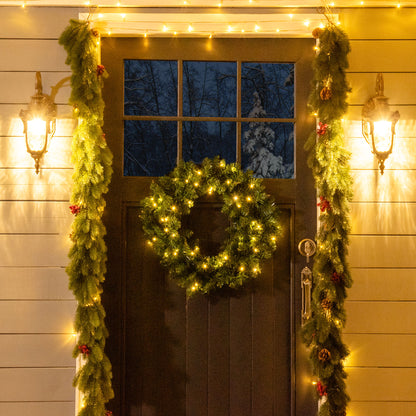 HOMCOM 55CM Pre-lit Christmas Wreath