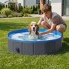 PawHut Foldable Dog Pool for Puppies and Ducks Dog Paddling Pool Bath Tub, Dark Grey, 100 x 30 cm
