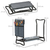Outsunny Steel Frame Padded Garden Kneeler, with Tool Bag - Grey