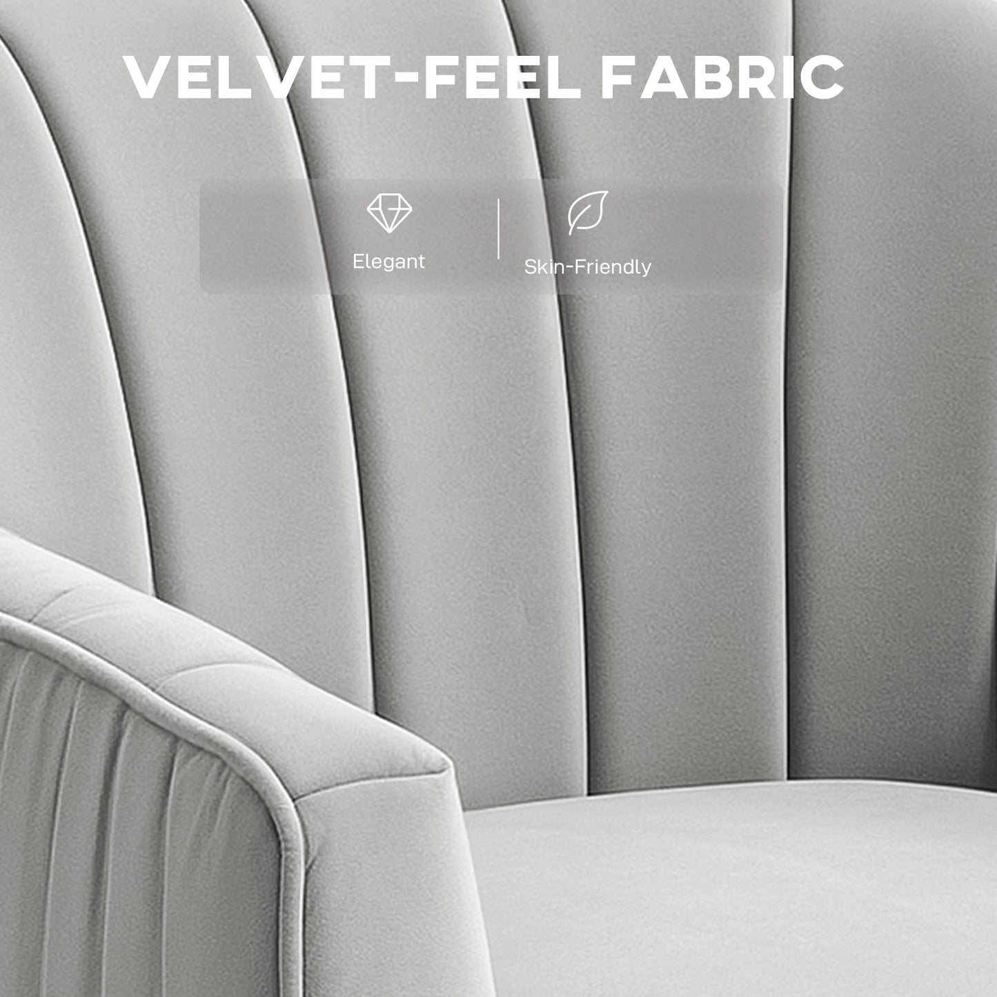 HOMCOM Velvet-Feel Shell Back Accent Chair - Grey