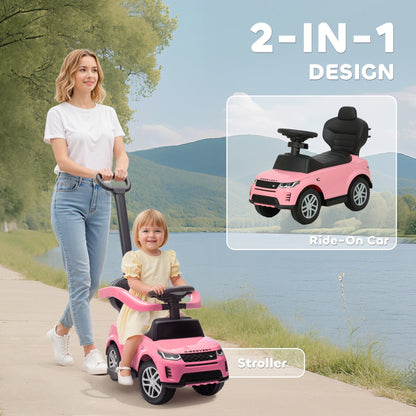 AIYAPLAY Land Rover Discovery Licensed Baby Push Car, 2-in-1 Ride on Car with Push Handle and Safety Guardrail, Pink