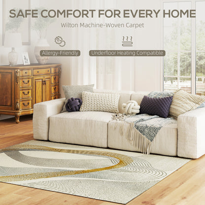 HOMCOM Modern Area Rug in Cream White