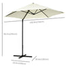 Outsunny 2.5M Garden Cantilever Parasol, Offset Roma Patio Umbrella Hanging Sun Shade Canopy Shelter with 360 Rotation and Cross Base, Beige