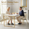 HOMCOM Velvet-Feel Dining Chairs Set of 2, Modern Upholstered Kitchen Chairs with Woven Backrest and Armrests, Metal Legs and Padded Seat for Dining Room, Bedroom, Living Room, Cream